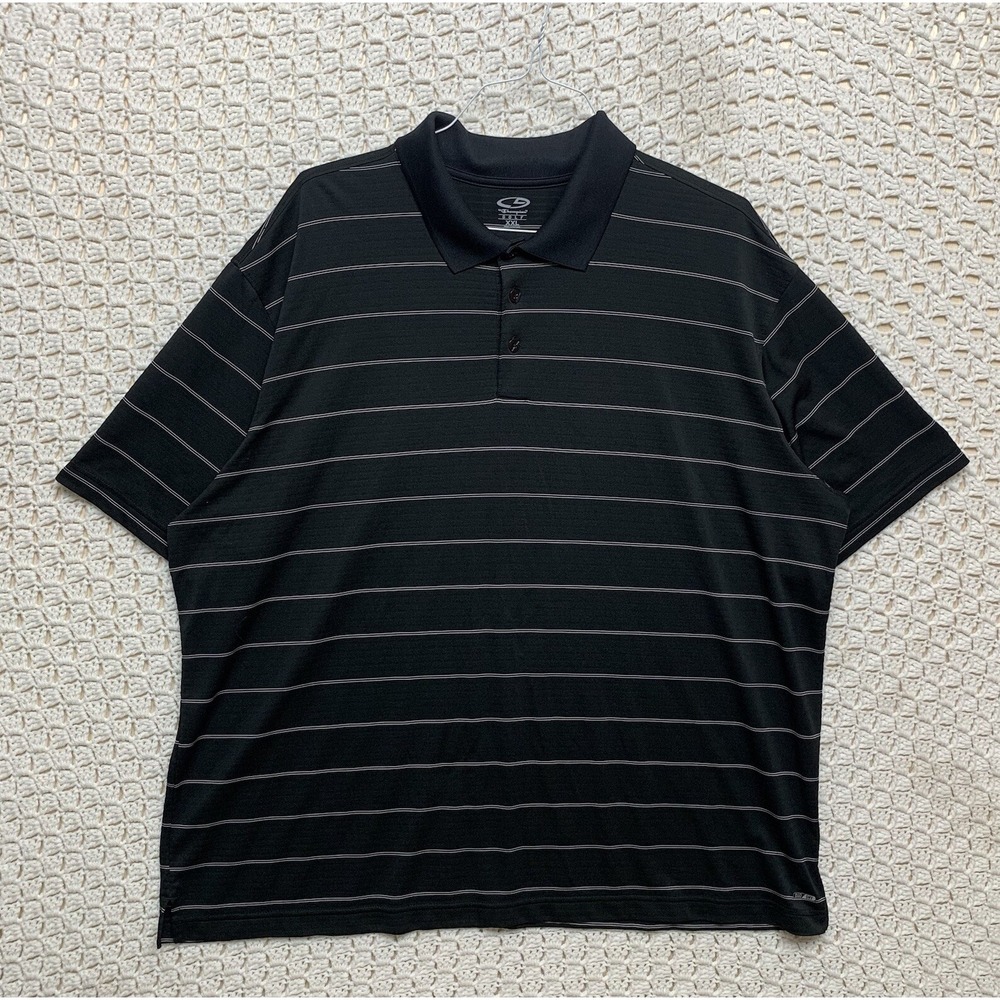 Champion Men's Golf Polo‎ Shirt Sz XXL Black White Striped Performance Casual